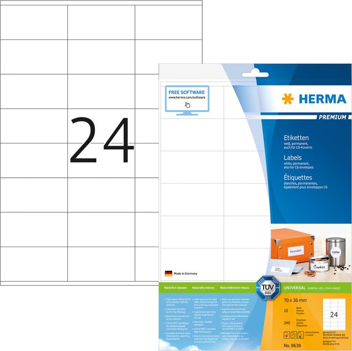 Produktbild HERMA Adressetiketten A4