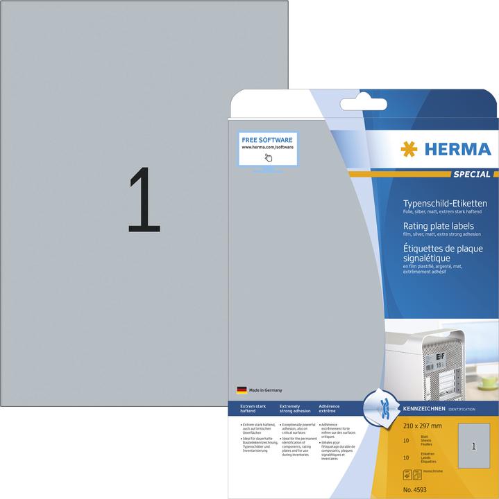 Produktbild HERMA Typenschild Etiketten A4