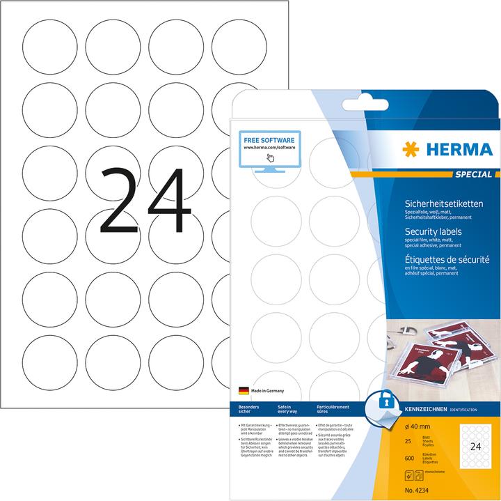 Actual product image HERMA A4 security labels