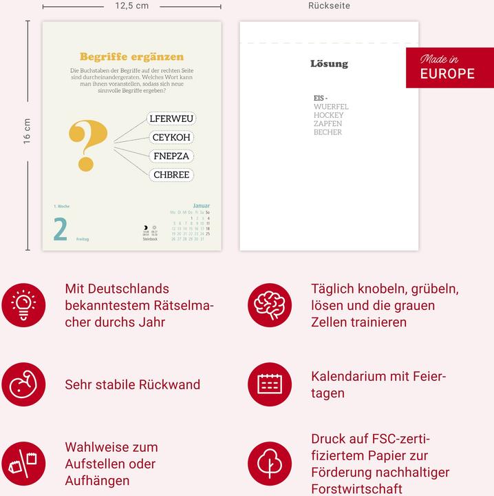 Produktbild Stefan Heine Rentnerrätsel Tagesabreisskalender 2026 (Harter Einband, Deutsch)