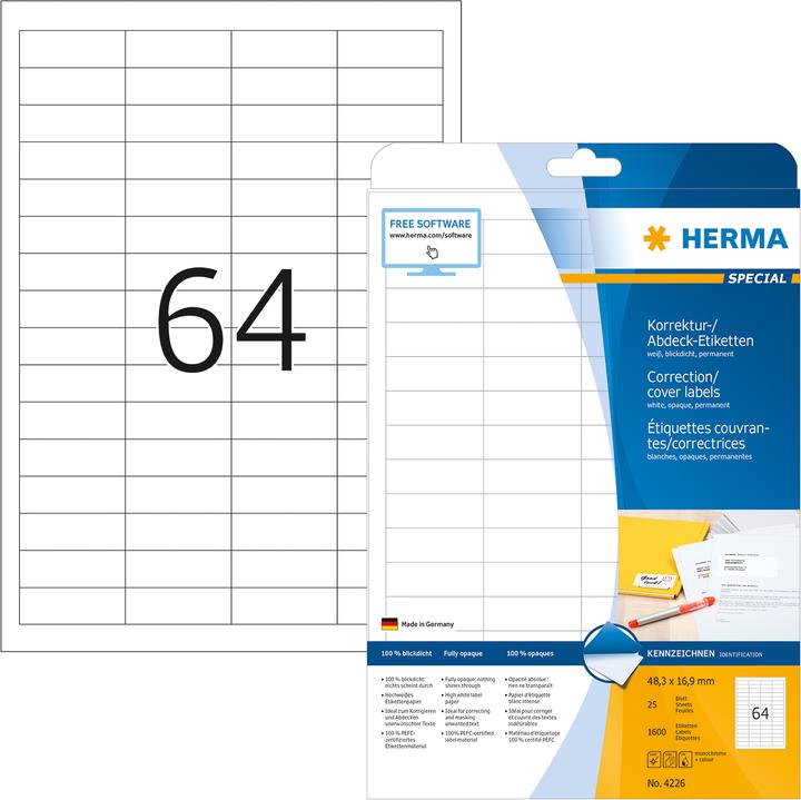 Actual product image HERMA A4 correction and cover labels