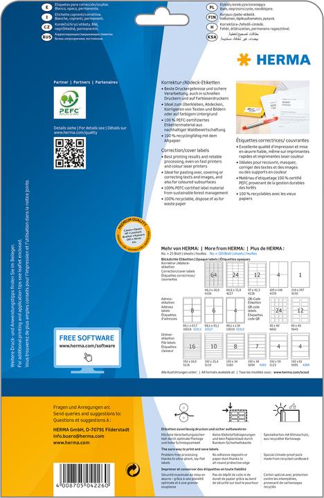 Actual product image HERMA A4 correction and cover labels