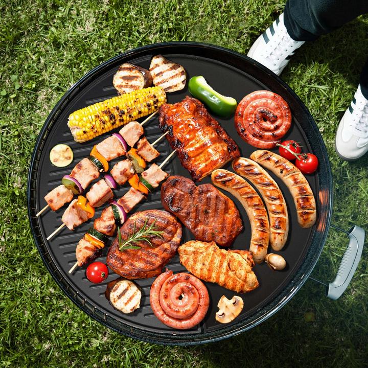 Produktbild Wiltec Gusseisen Grillplatte 49,8x24,3x1,5cm Grill Platte Grillzubehör BBQ