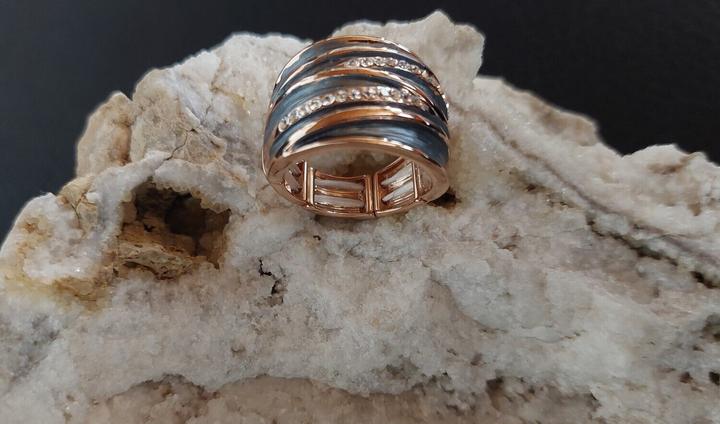 Actual product image Signé Signè ring ladies ring rose gold-plated grey elastic rhodium-plated One Size No.24 (18, 19, 20, 21)