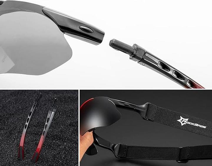 Actual product image Rockbros 10141 photochromic UV400 cycling glasses - red (Red, UV400)