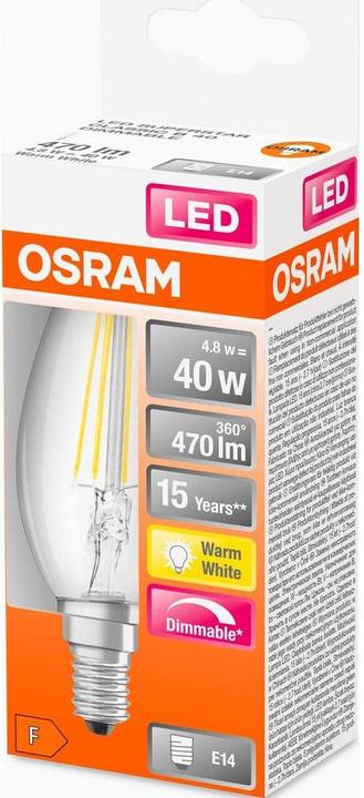 Actual product image Osram Superstar Classic B (E14, 4.80 W, 470 lm, 1 x, F)