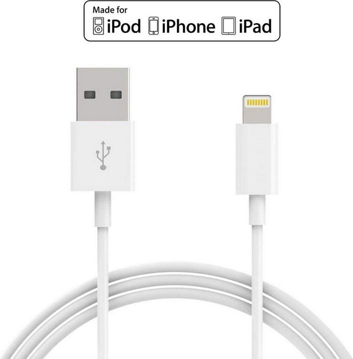 Produktbild Hermex Lightning USB Ladekabel APPLE MFI zertifiziert Lontion 1m WEISS (1 m, USB 3.2 Gen 1)