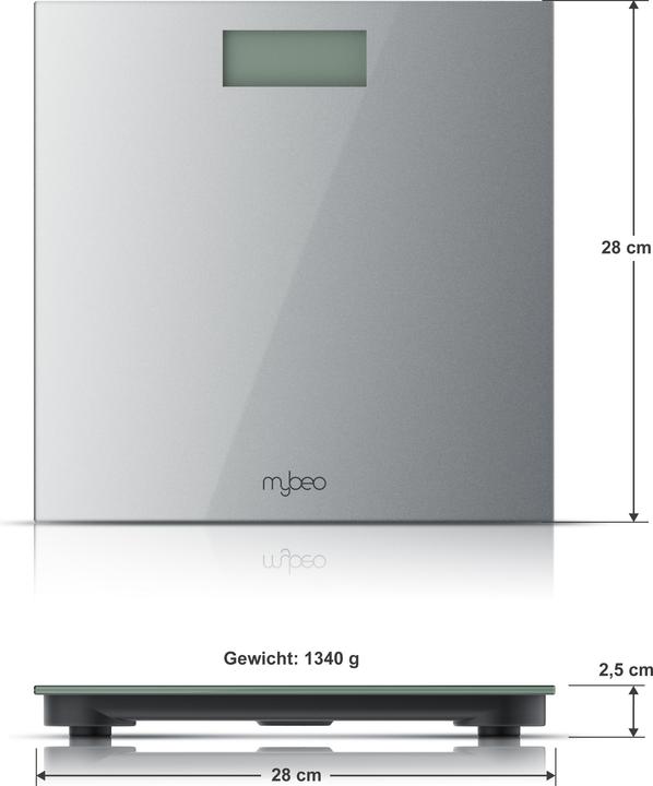 Produktbild Mybeo Digitale Waage für Personen, grosse Trittfläche aus 6mm Sicherheitsglas, Personenwaage, Digitalwaage (180 kg)