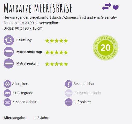 Produktbild Träumeland Kinder- & Jugendmatratze Meeresbrise (90 x 120 x 15)