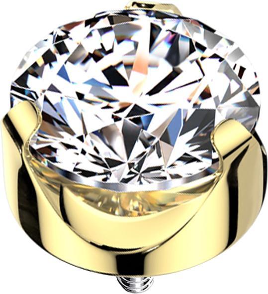 Image du produit Star Piercing Dermal Anchor plaqué or plat cristal serti d'argent (Titane G23, sans laiton)