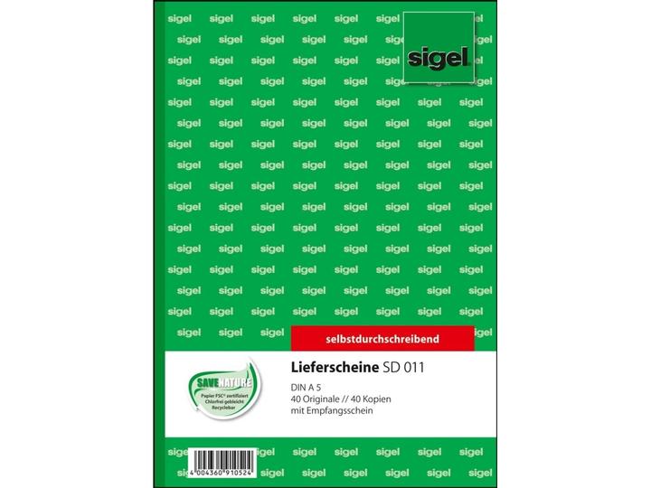 Immagine prodotto Sigel Modulo di bolla di consegna Formato carta: DIN A5 Autocopiante: Sì (40 x)