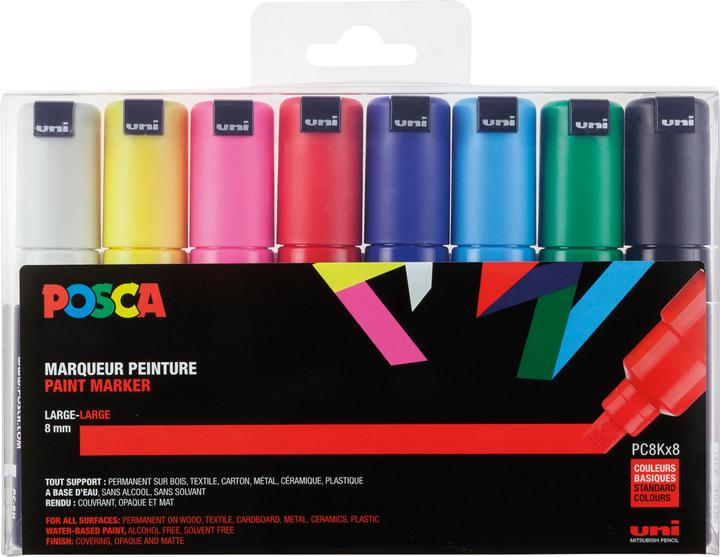 Actual product image Posca Marker PC-8K wedge tip (Multicolor, 8 mm, 8 x)