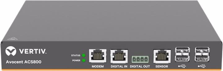 Actual product image Vertiv 4-Port ACS800 Serial Console with analog modem, external AC/DC Power Brick - Jumper cord: Plu