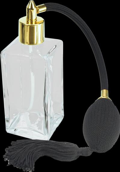 Actual product image Table atomiser, square glass with ball pump gold-coloured for 100 ml, H 14 cm (100 ml)
