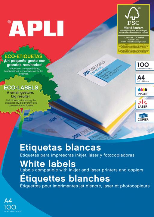 Produktbild Apli universal APARTMENTS, 105x57mm, rechteckig, weiss 100 Bögen.