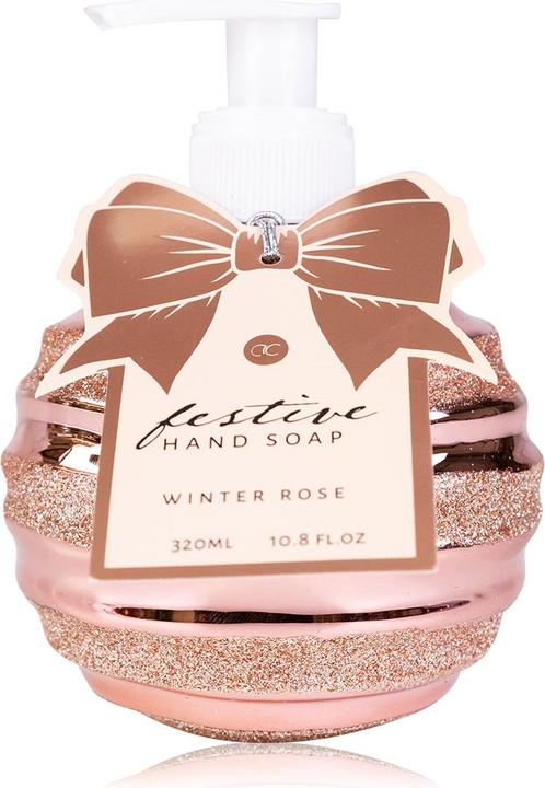 Produktbild Accentra Handseife FESTIVE in Pumpspender mit Glitter, 320ml, Duft: Winter Rose, Farbe: rosé, VE 6/24 (Flüssigseife, 320 ml)