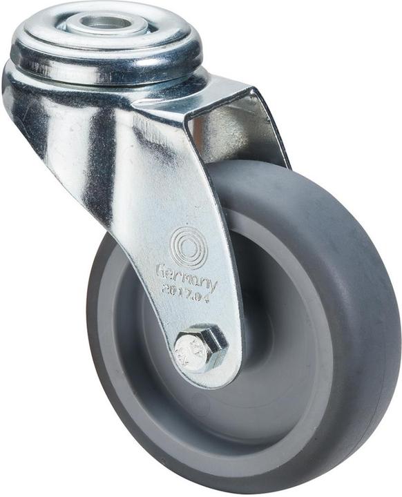Actual product image Magni BS castors C101.A80.125 Heavy-duty castor, swivel castor, Ø 125 mm, back hole, blue-grey rubber