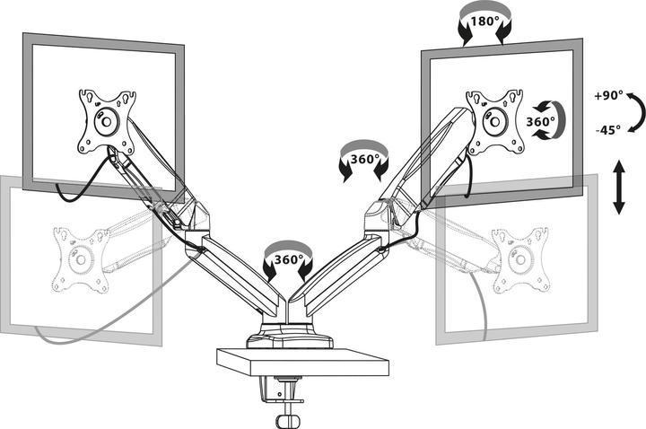 Image du produit Port Designs Bras pour moniteur Vesa Dualscreen (Tables, 32.01")