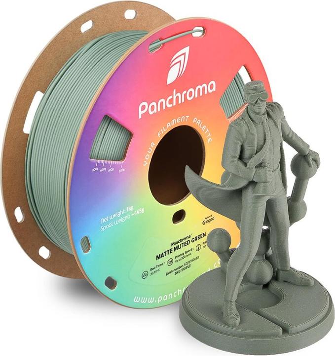 Actual product image Polymaker Panchroma™ PLA Matte Muted (PLA, 1.75 mm, 1000 g, Green)
