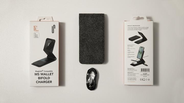 Actual product image Ugly Rubber wireless charger MS WALLET 15W 3in1 foldable black (15 W)