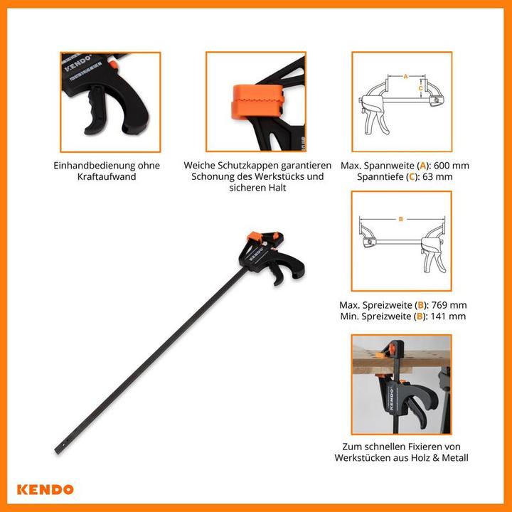 Productafbeelding Kendo Eenhandige snelklem 600 mm (600 mm)