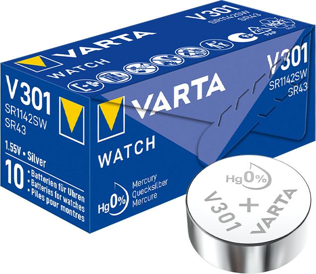 Produktbild Varta Knopfzelle V301, 1.55V (10 Stk., SR43, 82 mAh)