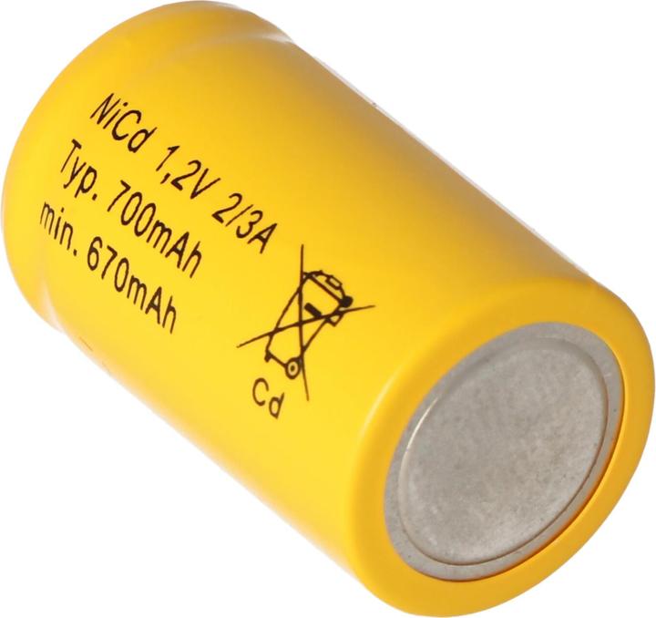 Actual product image AccuCell 2/3 A Cadnica NICD Akku Flattop ohne Lötfahne (2/3 A, 700 mAh)