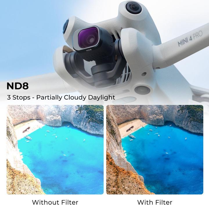Produktbild K&F Concept 4pcs Filter Kit, ND8+ND16+ND32+ND64, HD, Anti-Reflection Green Coating, Waterproof and Scratch Resis (Drohnen Filter, DJI Mini 4 Pro)