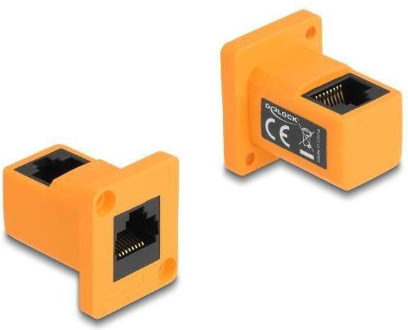Image du produit Delock Module de type D RJ45 femelle à femelle coudé à 90° orange (U/UTP, 0.03 m)