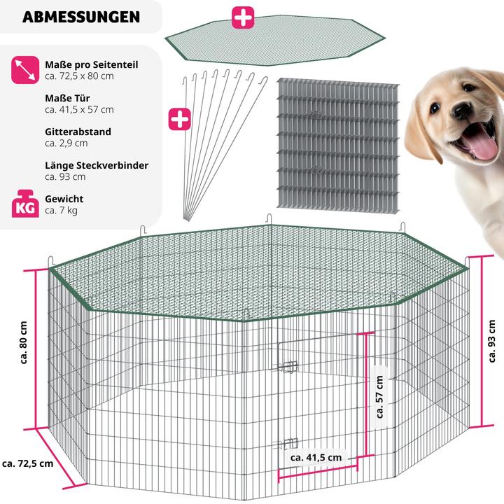Produktbild tectake FreilaufgehegemitSicherheitsnetz,Stecksystem,Ø204cm