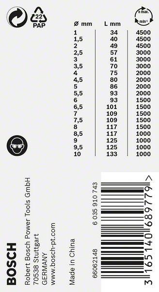 Nutritional values and ingredients Bosch Professional Zubehör PRO Metal HSS-G twist drill set, 19 pcs. (1 mm, 1.5 mm, 10 mm, 2 mm, 2.5 mm, 3 mm, 3.5 mm, 4 mm, 4.5 mm, 5 mm, 5.5 mm, 6 mm, 6.5 mm, 7 mm, 7.5 mm, 8 mm, 8.5 mm, 9 mm, 9.5 mm)