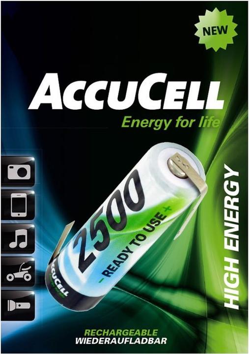 Produktbild AccuCell Akku Ready2use Mignon AA mit Lötfahne Z-Form (1 Stk., AA, 2500 mAh, Akku)