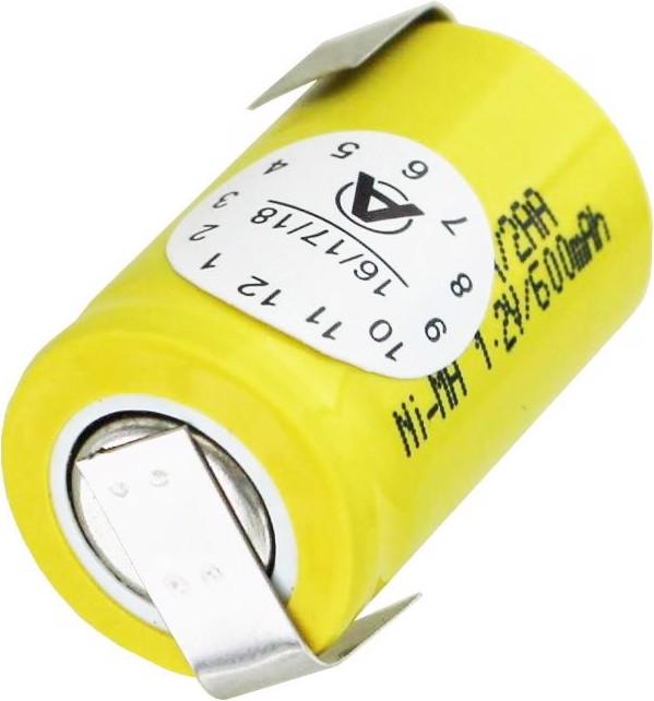 Immagine prodotto AccuCell Akku 1/2AA mit Lötfahnen Z-Form (1 pz., 600 mAh, Batteria + Caricabatterie)