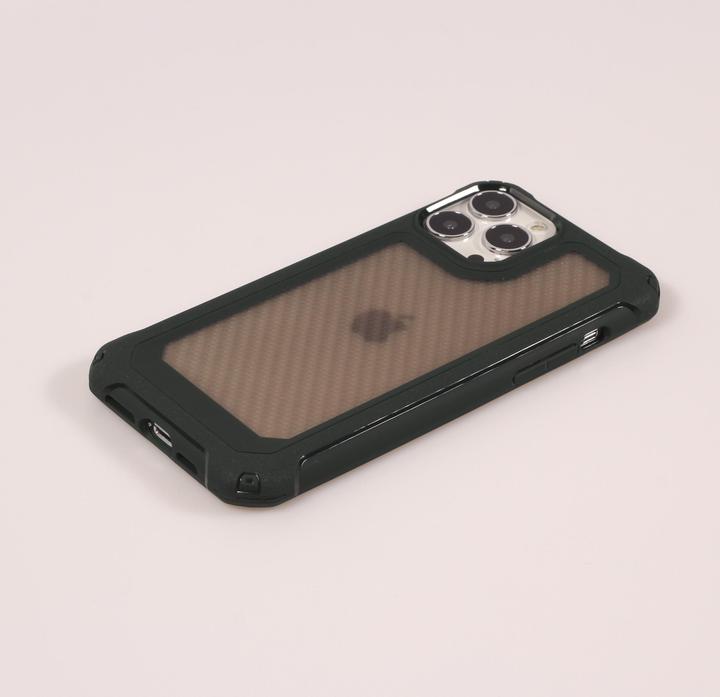 Actual product image PhoneLook Military Elite compact cover with semi-transparent carbon backing (Apple iPhone 14 Pro)