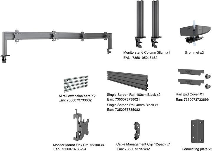 Immagine prodotto Multibrackets Supporto per monitor, scomparto da 4" fino a 32", metallo, nero (Tavolo)