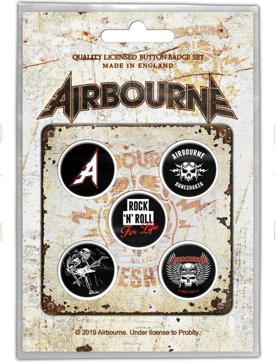 Airbourne Abzeichen Boneshaker 5erPack Kunststoff Metall