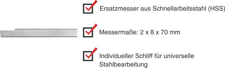 Produktbild Paulimot HSS-Ersatzmesser 2 x 8 x 70 mm für Abstechstahlhalter