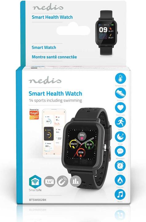 Produktbild Nedis Smartwatch - LCD-Anzeige, IP68, Maximale Betriebszeit: 7200 min, Android™ / IOS (37 mm)