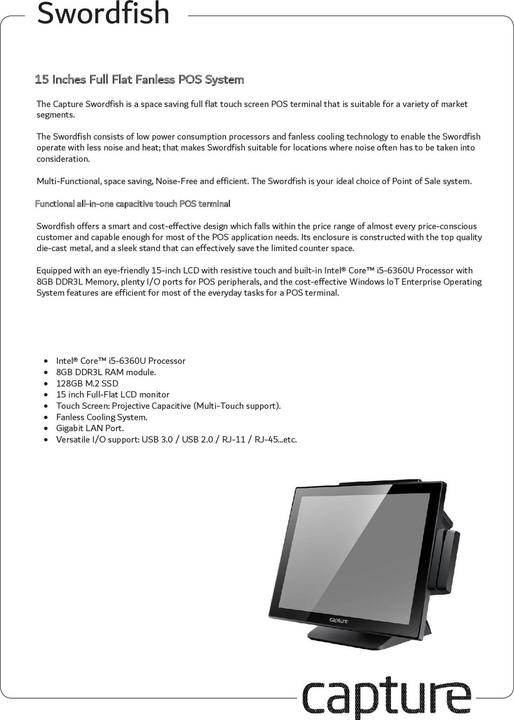 Image du produit Capture Système de point de vente Swordfish i5