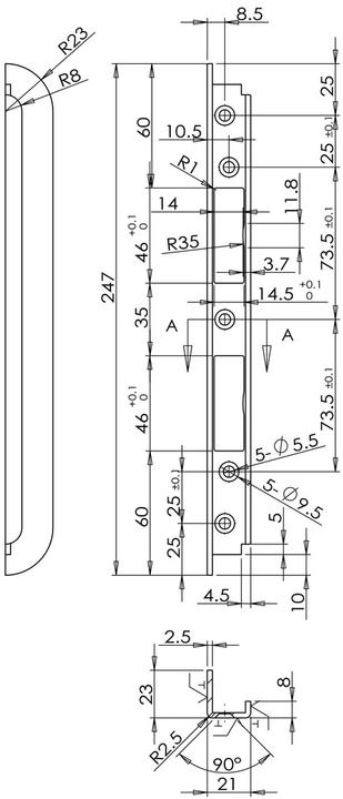 Actual product image OK-Line routed-in closing plates (Striking plate)