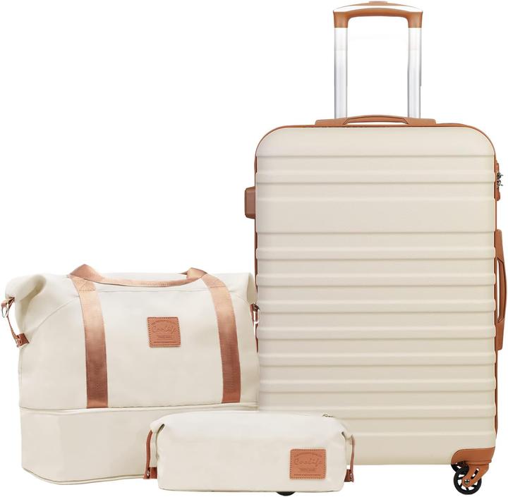Coolife 3-teiliges mittleres Hartschalenkoffer-Set mit TSA-Schloss (60 l, M (50 - 90l))