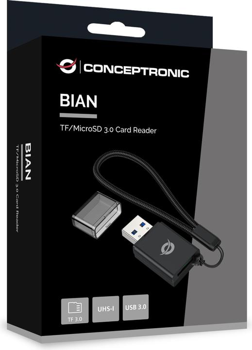 Produktbild Conceptronic Card Reader USB-A -> Micro SD/TF 3.0 schwarz (USB-C 3.2 Gen 1)