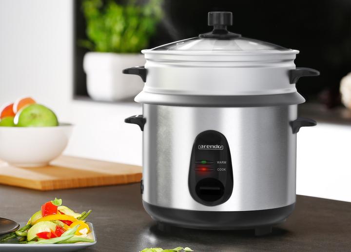 Produktbild Arendo Reiskocher 1l, 400 W, Dampfgareinsatz, Warmhaltefunktion, Dampfgarer, Hitzeschutz, mit Zubehör