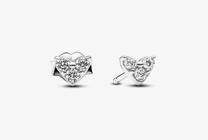 Image du produit Pandora Boucles d'oreilles triple pierre coeur (Argent massif)
