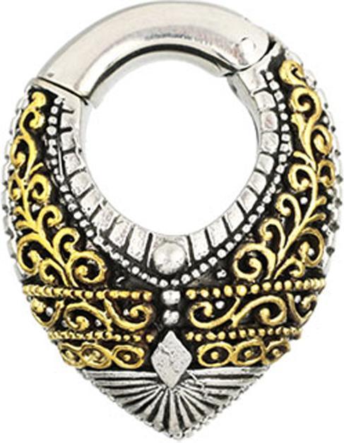 Produktbild Star Piercing Ohrgewicht Segmentring klappbar silber Tropfen mit Muster (Messing)