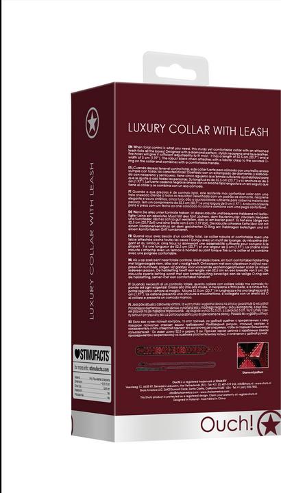 Actual product image Ouch! Luxury Collar with Leash - Burgundy