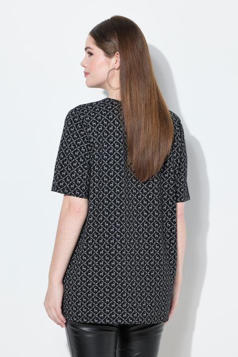 Produktbild Ulla Popken T-Shirt, Trachtenmuster, A-Linie, V-Ausschnitt, Halbarm (62)