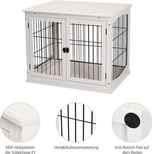 Produktbild Swisshandel24 Hundehütte Hundehaus Transportbox Kleintierkäfig für Innen Hundebox Tierkäfig Haustier MDF Metall We (Hund, Abschliessbar, Faltbar)