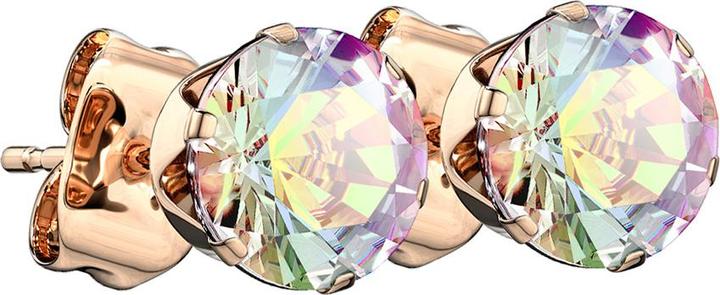 Star Piercing Ohrstecker rosegold mit rundem Kristall multicolor (ohne Messing, Chirurgenstahl 316L)