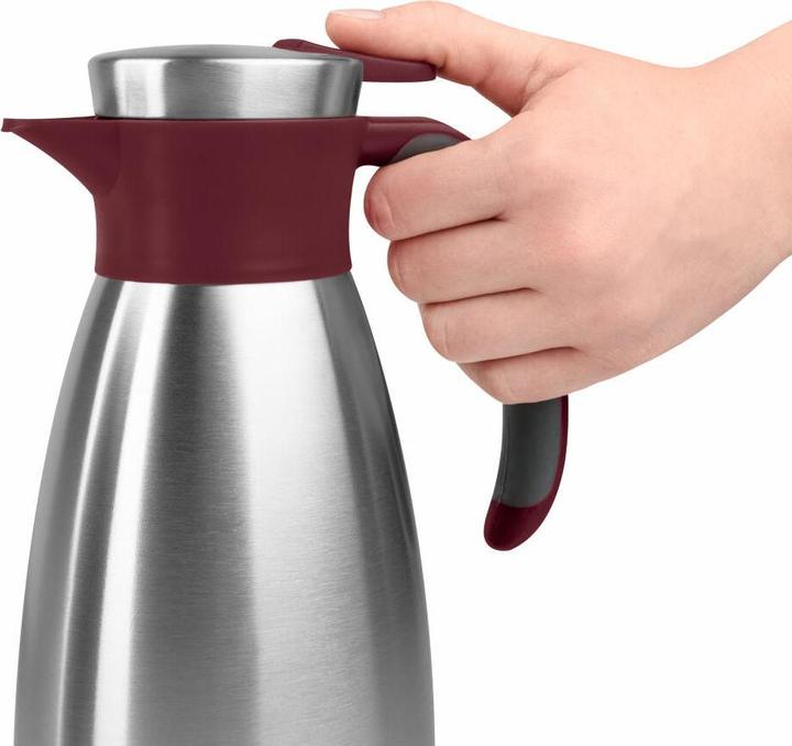 Produktbild Emsa Isolierkanne SOFT GRIP, 1,0 Liter, Edelstahl / weinrot Einhandbedienung durch Quick-Tip-Verschluss (1 l)